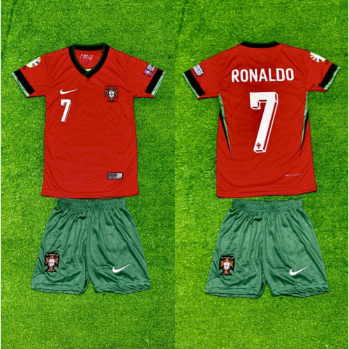 8165 Детски футболен комплект Portugal Ronaldo 7 червено зелено